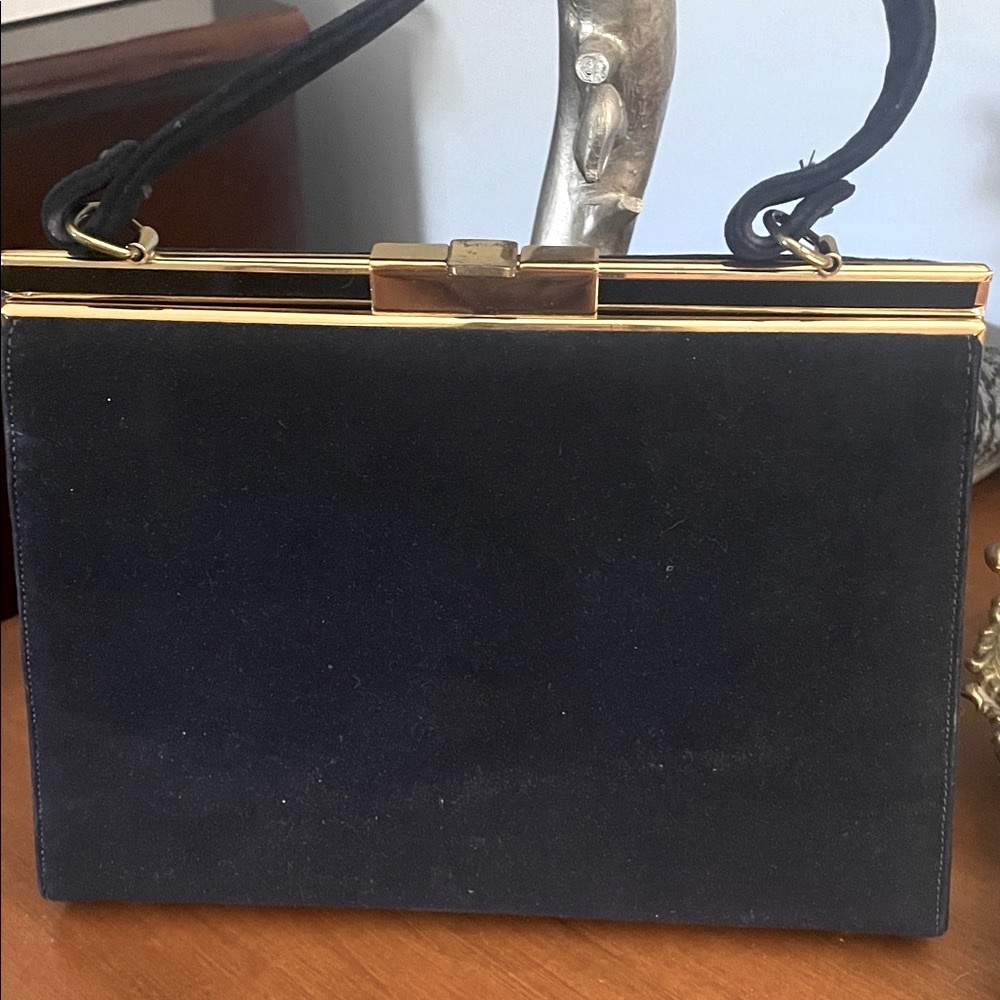Elegant Black Suede Handbag